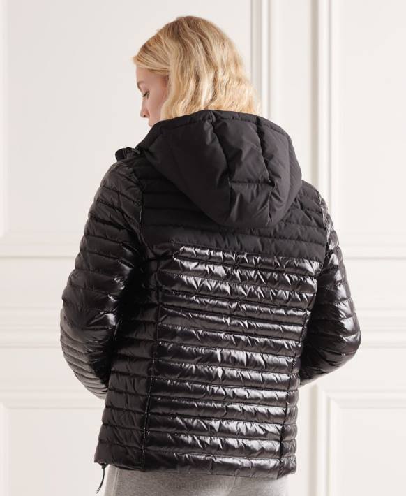 kadınlar Superdry siyah studios kontrast dolgulu ceket NNTB5710