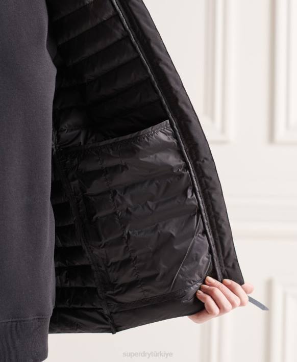 kadınlar Superdry siyah studios kontrast dolgulu ceket NNTB5710