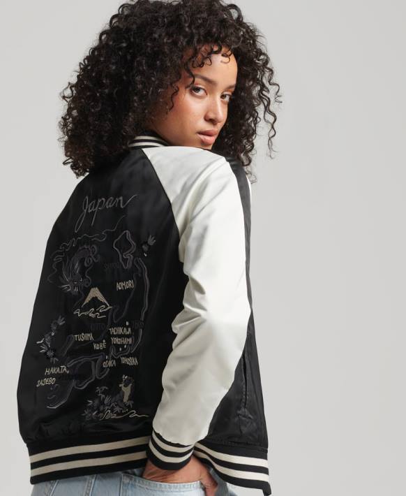 kadınlar Superdry siyah suika ceket NNTB3840