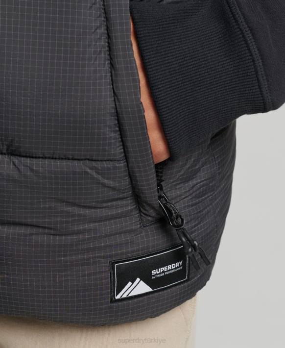 kadınlar Superdry siyah taç çizgisi kısa dolgulu jile NNTB3581