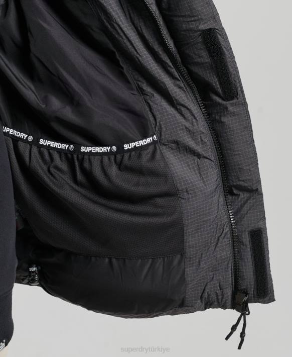 kadınlar Superdry siyah taç çizgisi kısa dolgulu jile NNTB3581