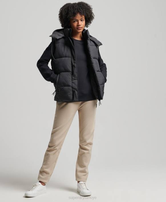 kadınlar Superdry siyah taç çizgisi kısa dolgulu jile NNTB3581