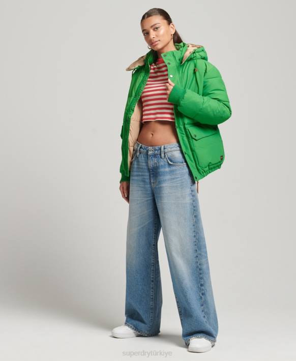 kadınlar Superdry yeşil büyük beden dağ şişme mont NNTB5453