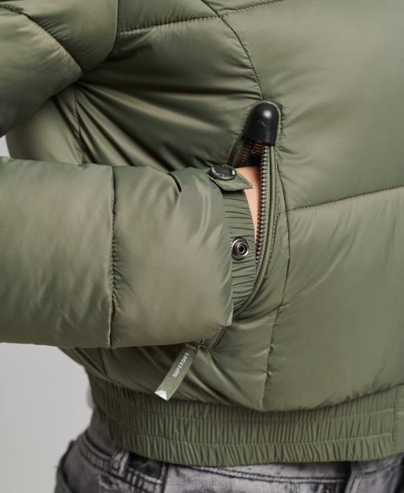 kadınlar Superdry yeşil fuji kısa kapüşonlu ceket NNTB3731