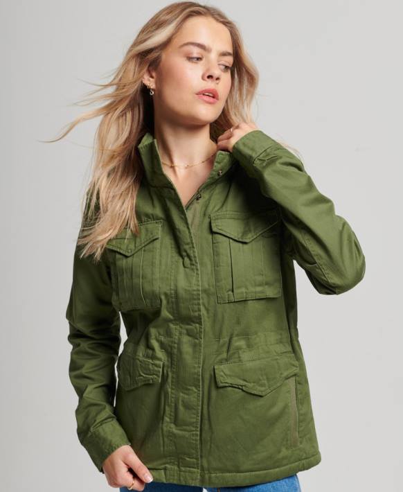 kadınlar Superdry yeşil klasik çaylak borg ceketi NNTB5588