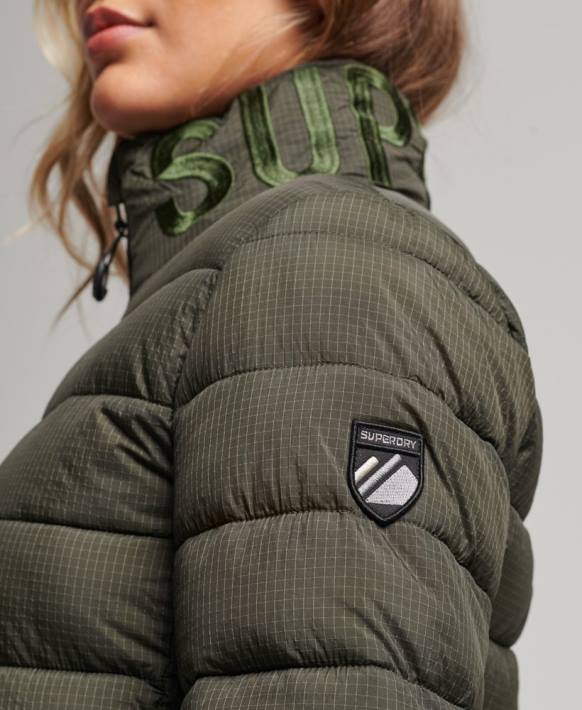 kadınlar Superdry yeşil klasik logolu şişme mont NNTB5437