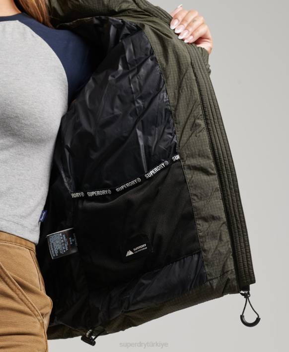 kadınlar Superdry yeşil klasik logolu şişme mont NNTB5437