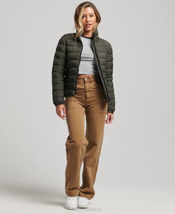 kadınlar Superdry yeşil klasik logolu şişme mont NNTB5437