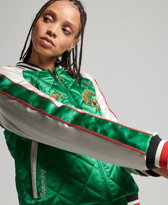 kadınlar Superdry yeşil suika bombacı ceket NNTB3543