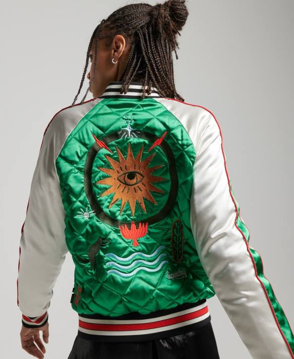 kadınlar Superdry yeşil suika bombacı ceket NNTB3543