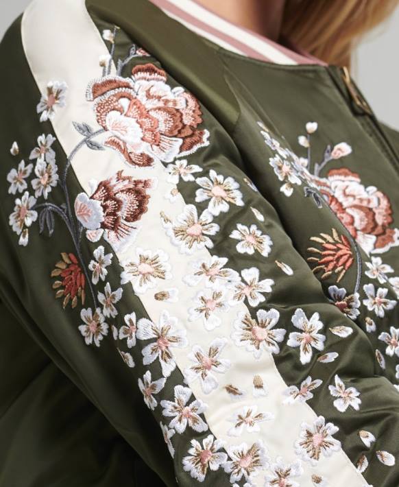 kadınlar Superdry yeşil sukajan işlemeli bomber ceket NNTB5660
