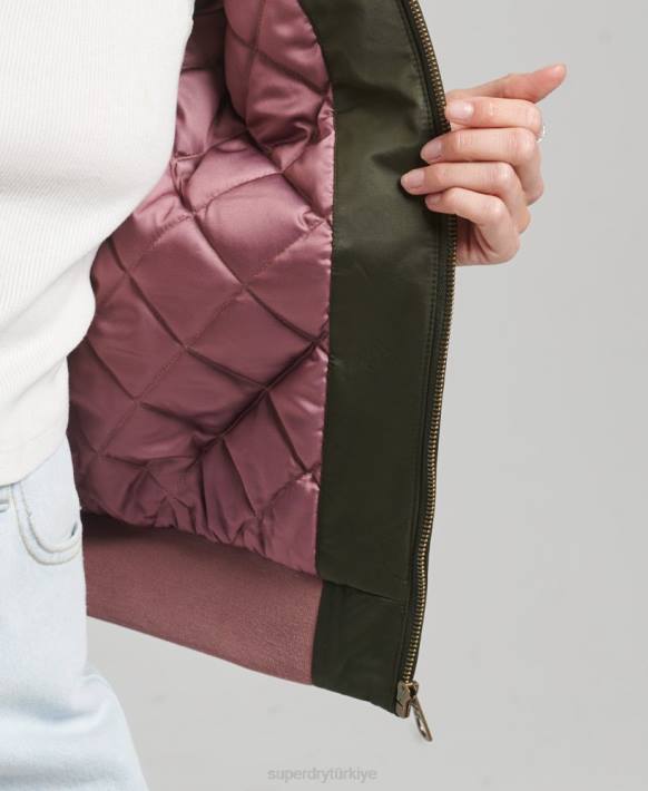 kadınlar Superdry yeşil sukajan işlemeli bomber ceket NNTB5660