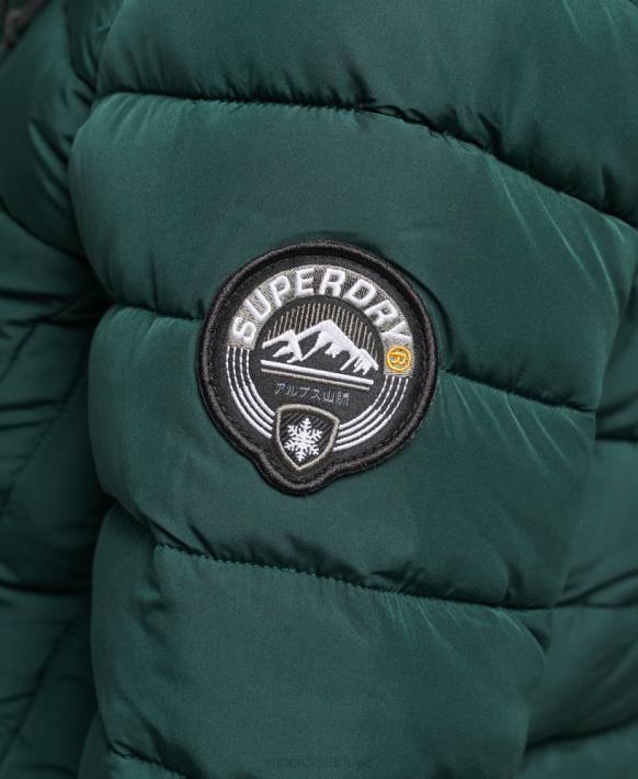 kadınlar Superdry yeşil suni kürk kapüşonlu orta boy şişme ceket NNTB3636