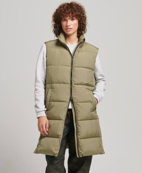 kadınlar Superdry yeşil uzun kapitone jile NNTB3593