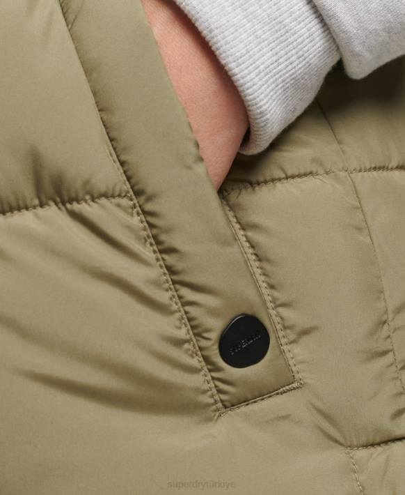 kadınlar Superdry yeşil uzun kapitone jile NNTB3593