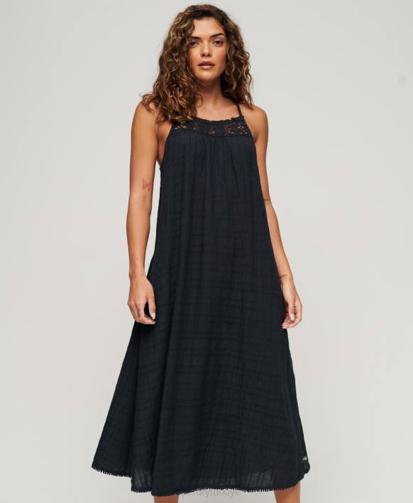 kadınlar Superdry Donanma eski uzun askılı askılı elbise NNTB1986