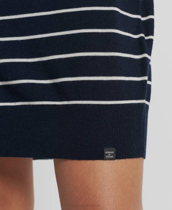 kadınlar Superdry Donanma studios merinos örgü mini elbise NNTB6604