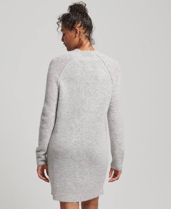 kadınlar Superdry açık gri balıkçı yaka elbise NNTB2419