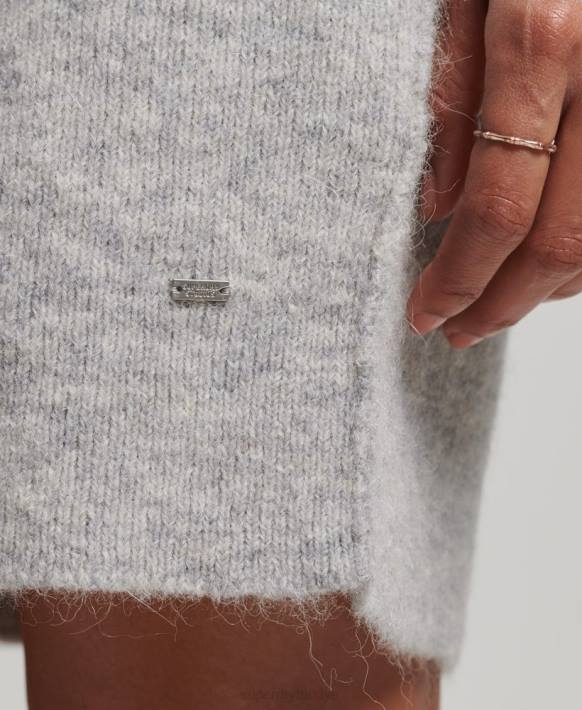 kadınlar Superdry açık gri balıkçı yaka elbise NNTB2419