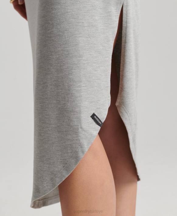kadınlar Superdry açık gri stüdyo jarse maksi elbise NNTB2526
