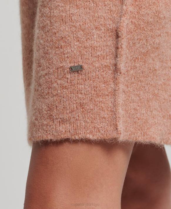 kadınlar Superdry bej balıkçı yaka elbise NNTB2439