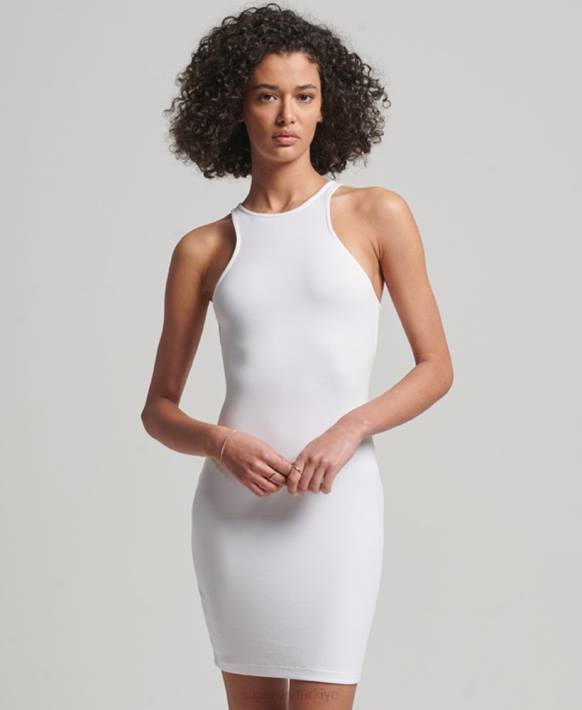 kadınlar Superdry beyaz jarse yarışçı mini elbise NNTB2453