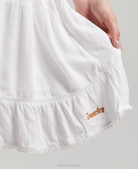 kadınlar Superdry beyaz mini plaj cami elbise NNTB2413