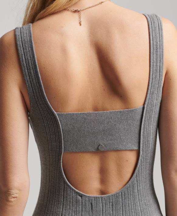 kadınlar Superdry gri dokulu örgü elbise NNTB2527