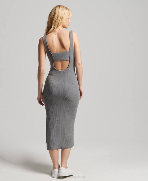 kadınlar Superdry gri dokulu örgü elbise NNTB2527