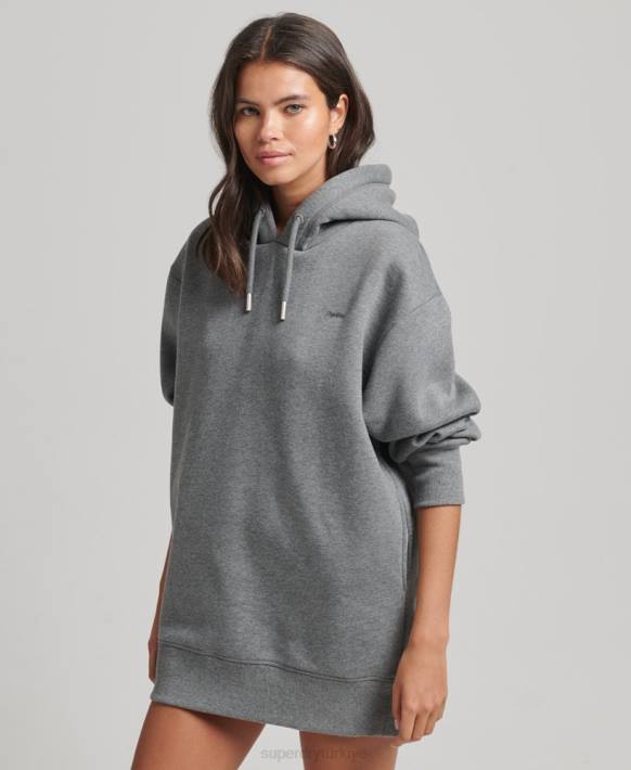 kadınlar Superdry gri organik pamuklu logo işlemeli sweat elbise NNTB2554