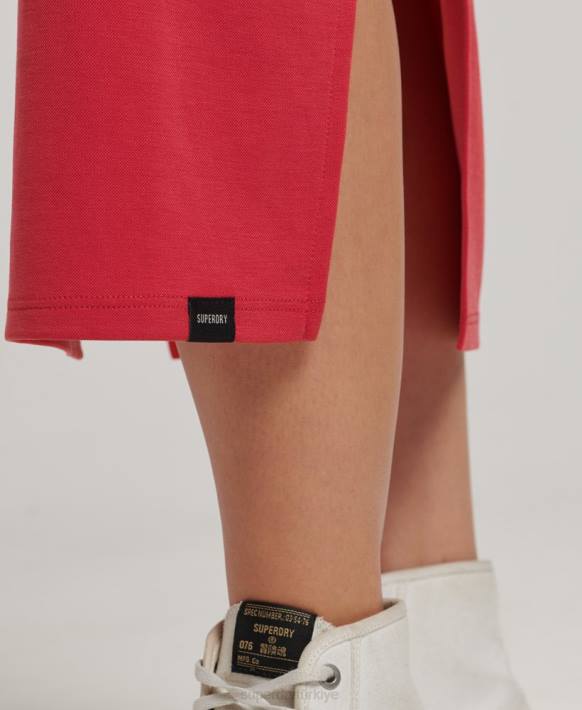 kadınlar Superdry kırmızı sırtı askılı jarse midi elbise NNTB2552