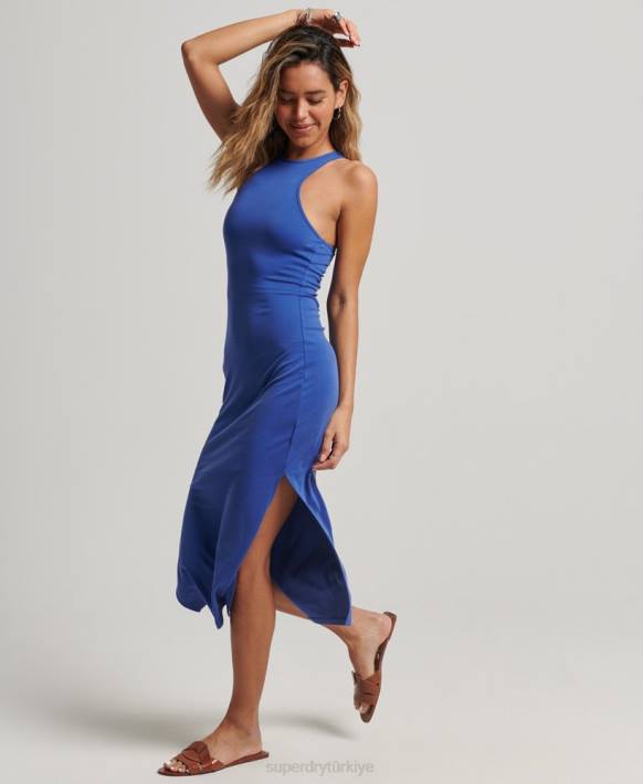 kadınlar Superdry mavi mayo yarışçı elbise NNTB2361
