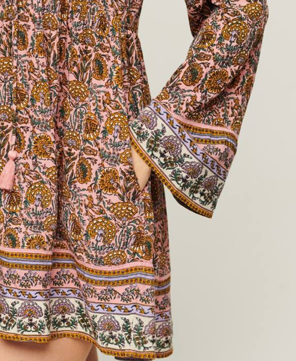 kadınlar Superdry pembe 60'lar mini elbise NNTB2080