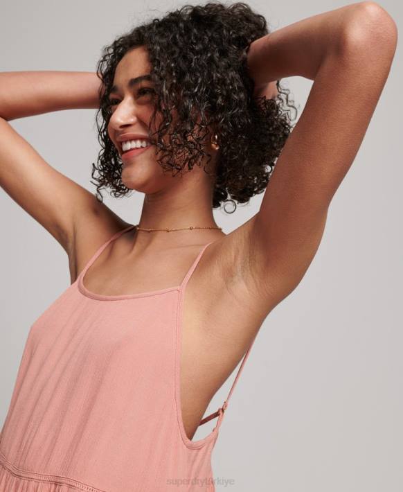kadınlar Superdry pembe mini plaj cami elbise NNTB2379