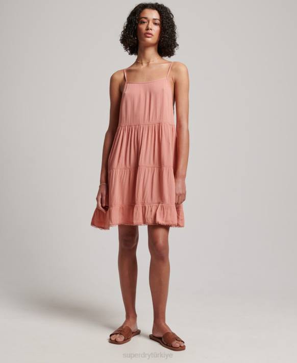 kadınlar Superdry pembe mini plaj cami elbise NNTB2379