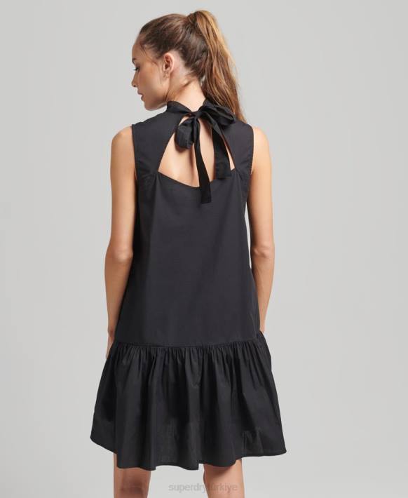 kadınlar Superdry siyah dokuma mini elbise NNTB2537