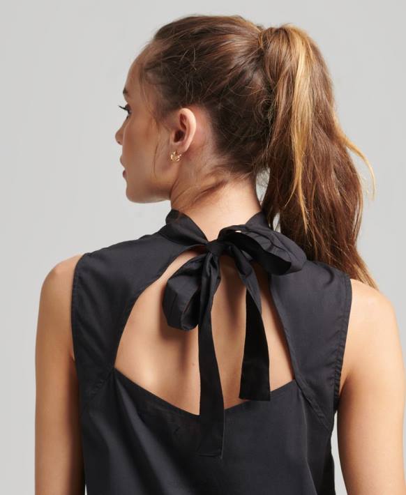 kadınlar Superdry siyah dokuma mini elbise NNTB2537