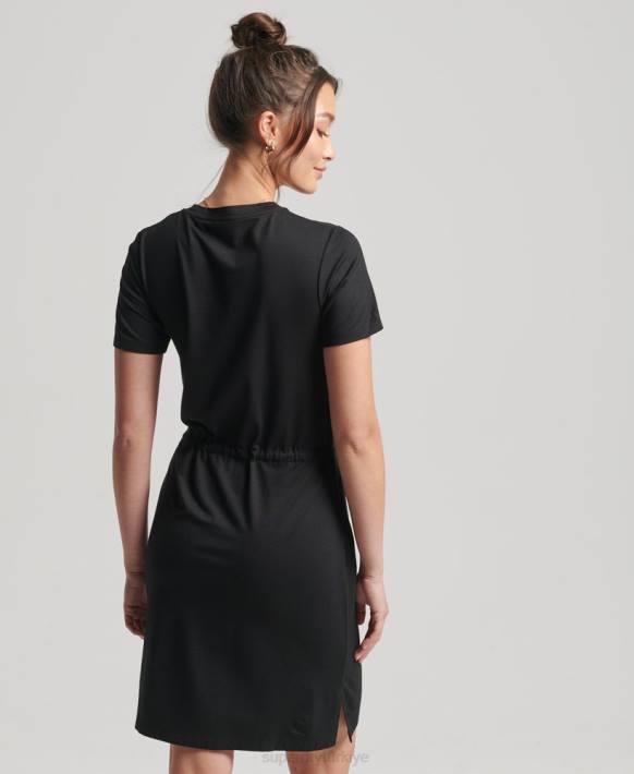 kadınlar Superdry siyah ipli tişört elbise NNTB2511