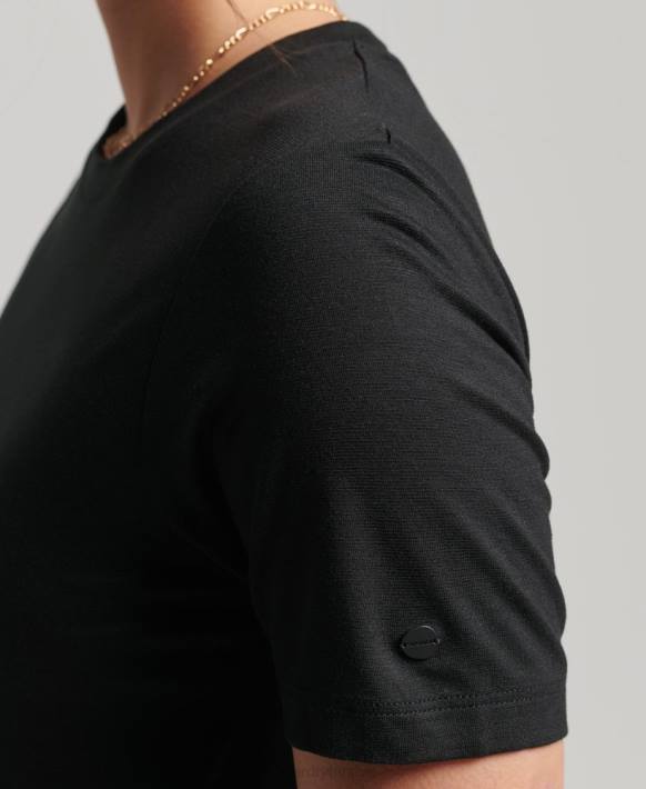 kadınlar Superdry siyah ipli tişört elbise NNTB2511