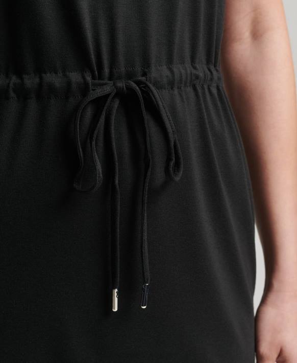 kadınlar Superdry siyah ipli tişört elbise NNTB2511