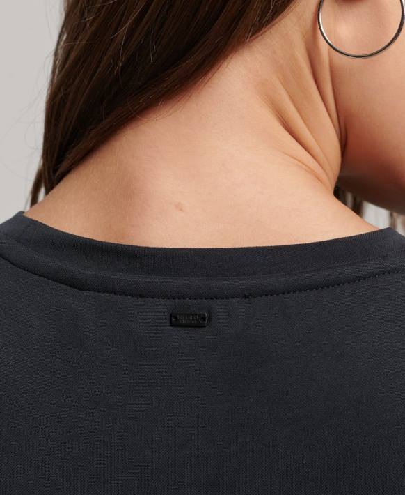 kadınlar Superdry siyah sırt detaylı jarse midi elbise NNTB2518