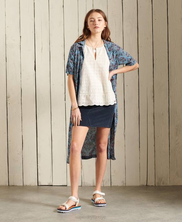 kadınlar Superdry Donanma kordon mini etek NNTB6702