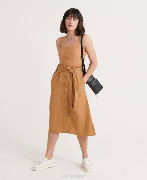 kadınlar Superdry bronzlaşmak eden keten etek NNTB4167