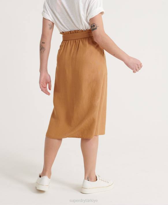 kadınlar Superdry bronzlaşmak eden keten etek NNTB4167