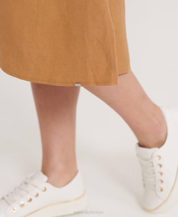 kadınlar Superdry bronzlaşmak eden keten etek NNTB4167