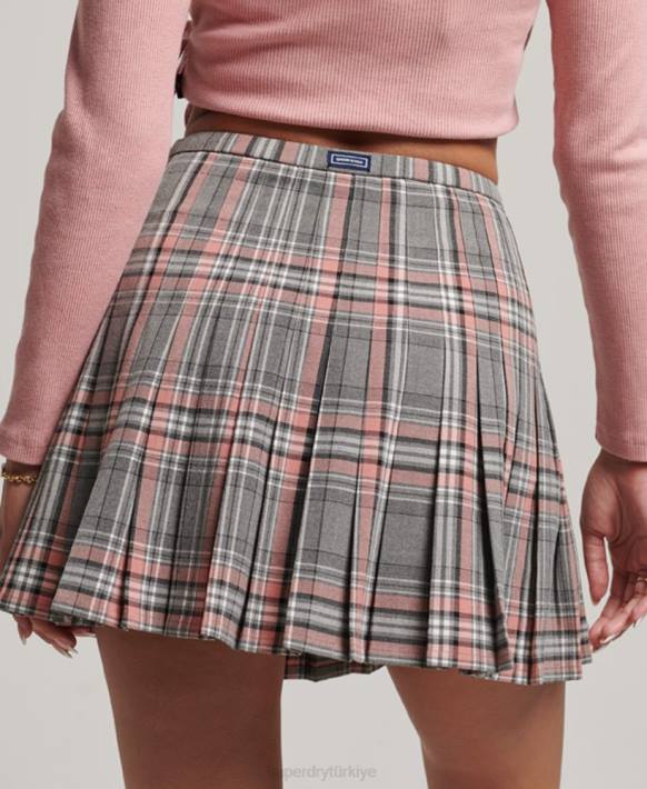 kadınlar Superdry gri eski pileli mini etek NNTB4155