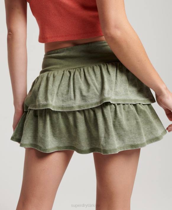 kadınlar Superdry haki 90'lar mini etek NNTB4126