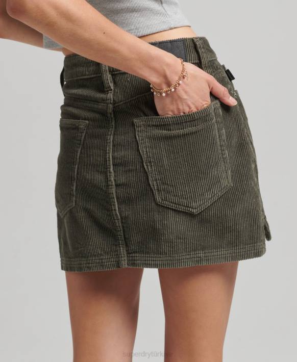 kadınlar Superdry haki kordon mini etek NNTB6634