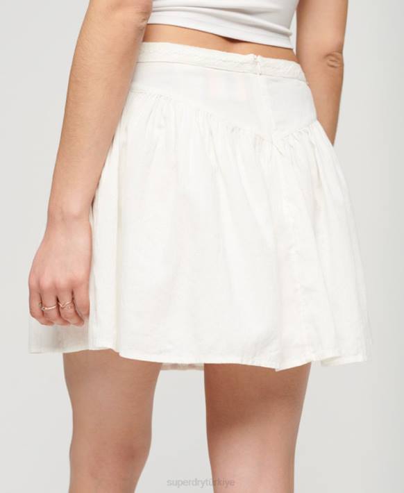 kadınlar Superdry krem dantelli mini etek NNTB2145