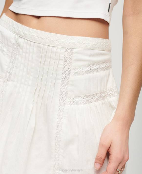 kadınlar Superdry krem dantelli mini etek NNTB2145